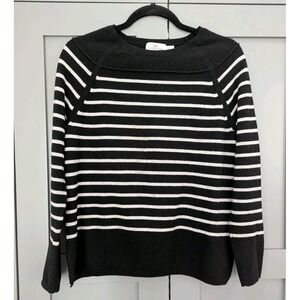 Vineyard Vines Wool Cashmere Striped Sweater Black Gray Womens Small Old Money